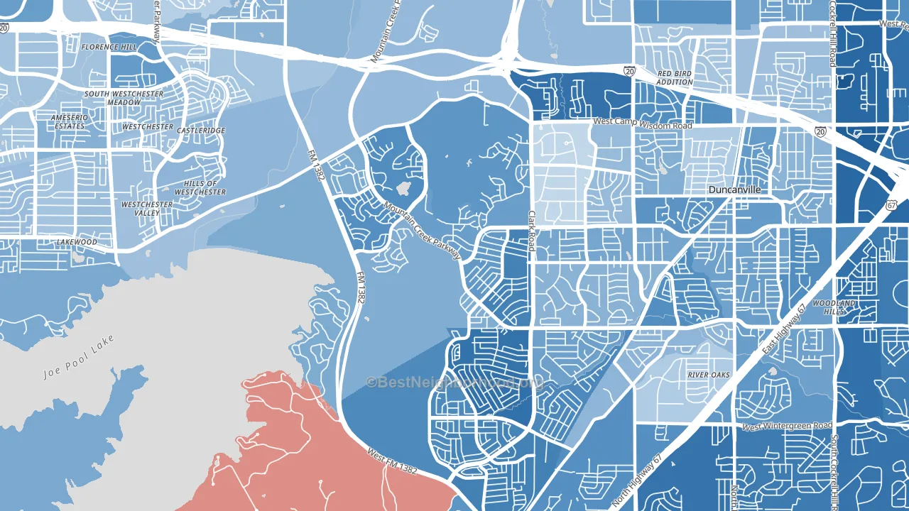 75249, TX block-group political-lean map
