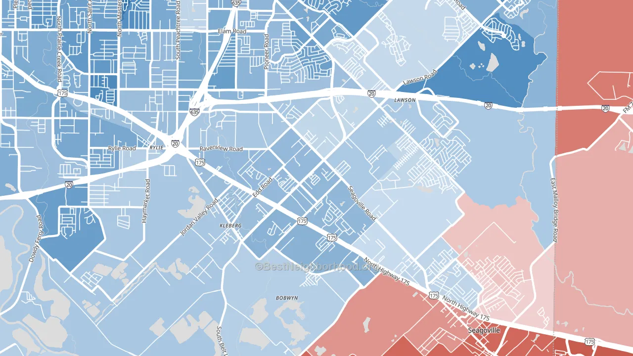 75253, TX block-group political-lean map