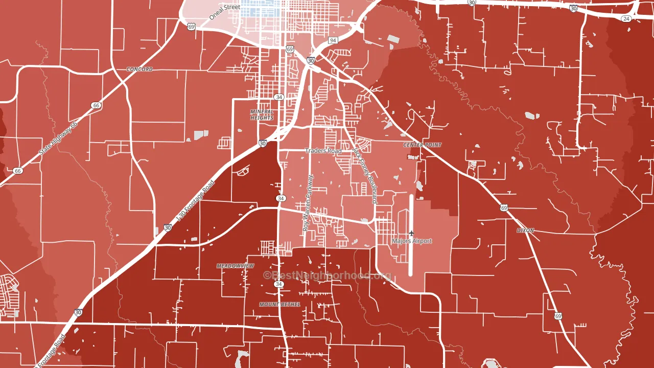 75402, TX block-group political-lean map