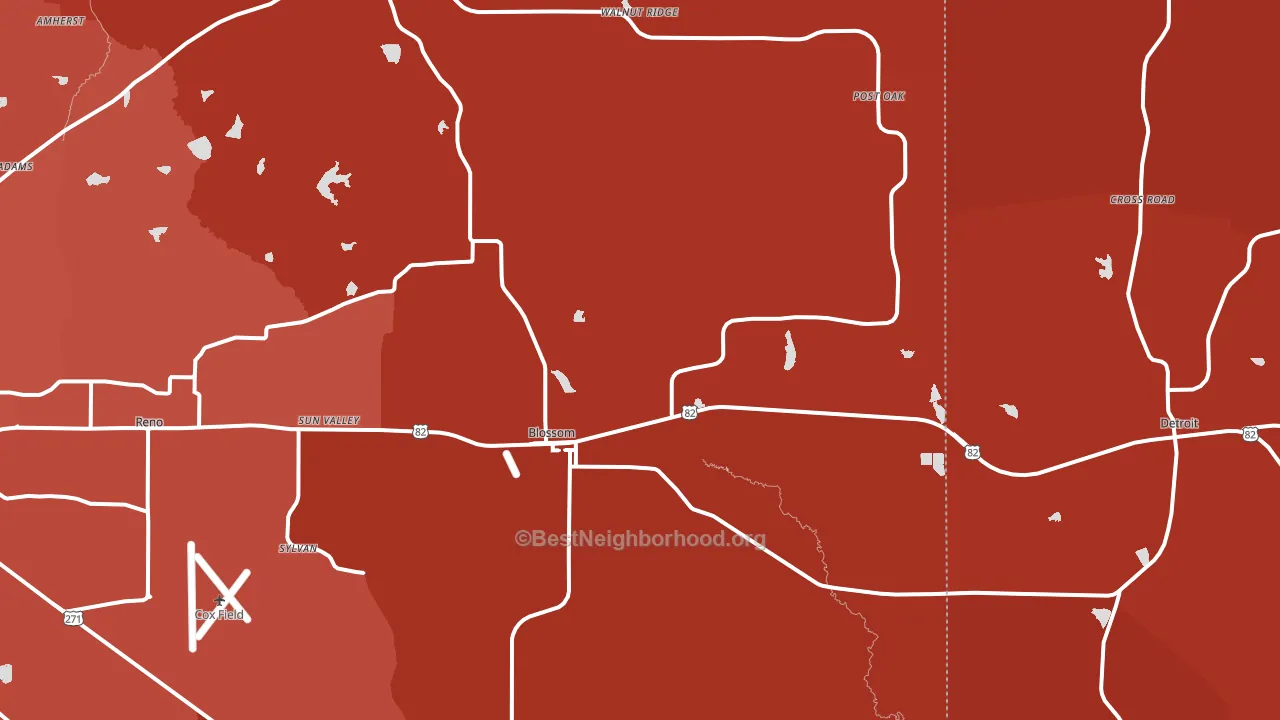 75416, TX block-group political-lean map