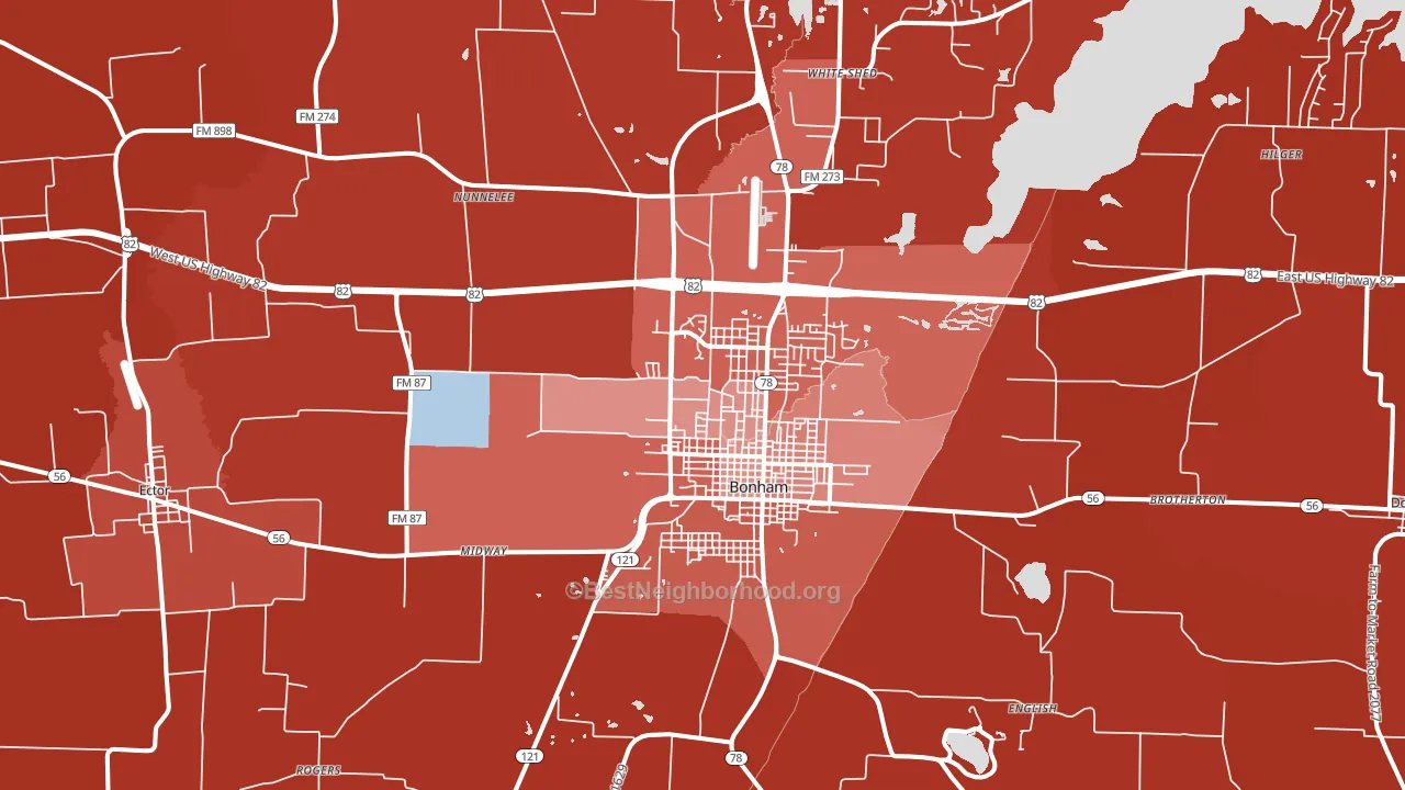 75418, TX block-group political-lean map