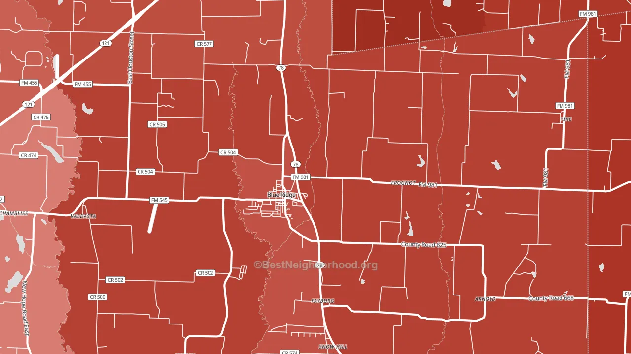 75424, TX block-group political-lean map