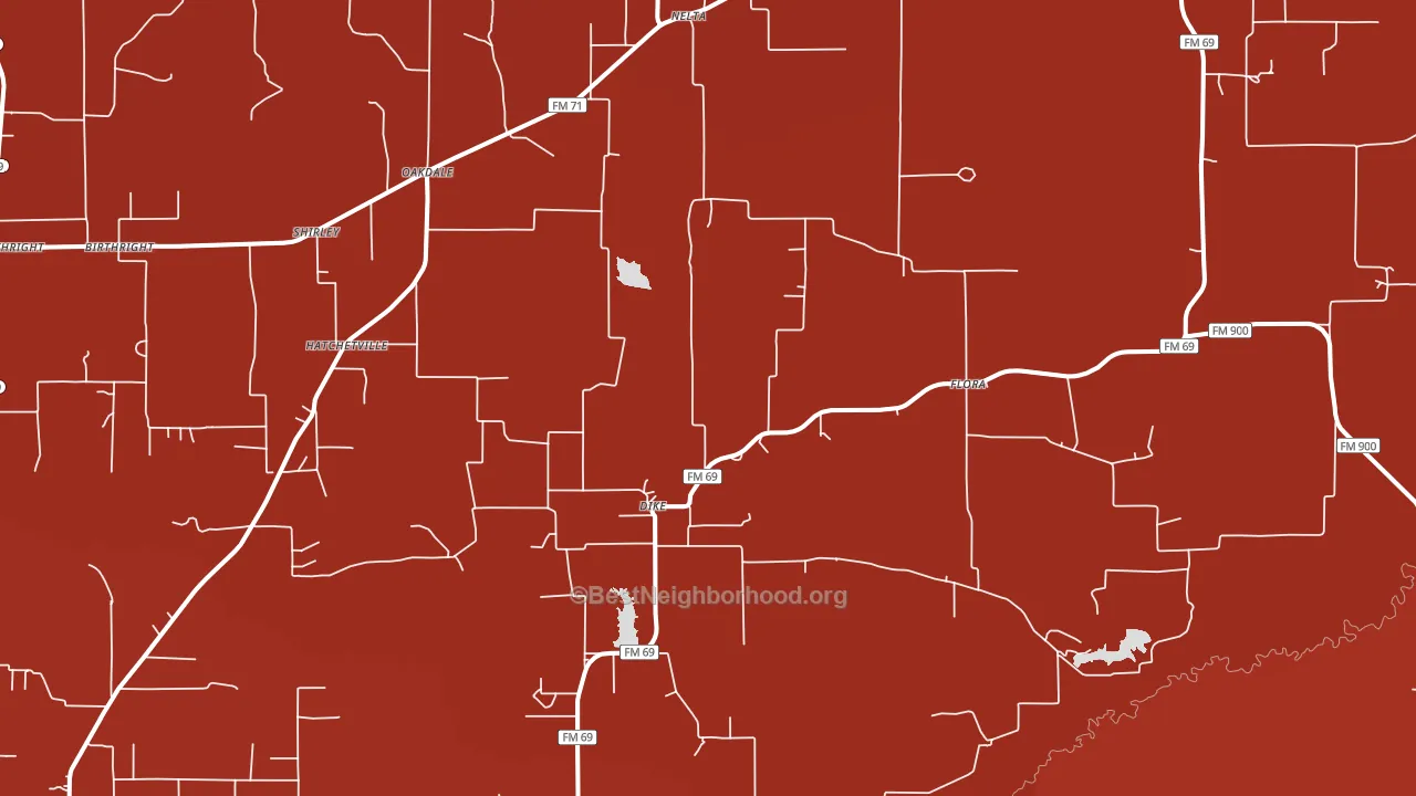 75437, TX block-group political-lean map