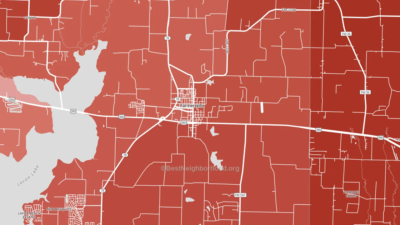 75442, TX block-group political-lean map