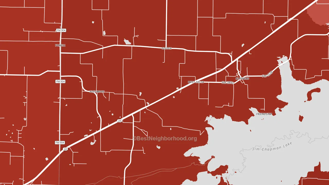 75448, TX block-group political-lean map