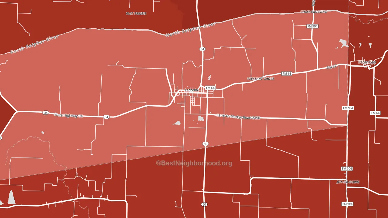 75449, TX block-group political-lean map