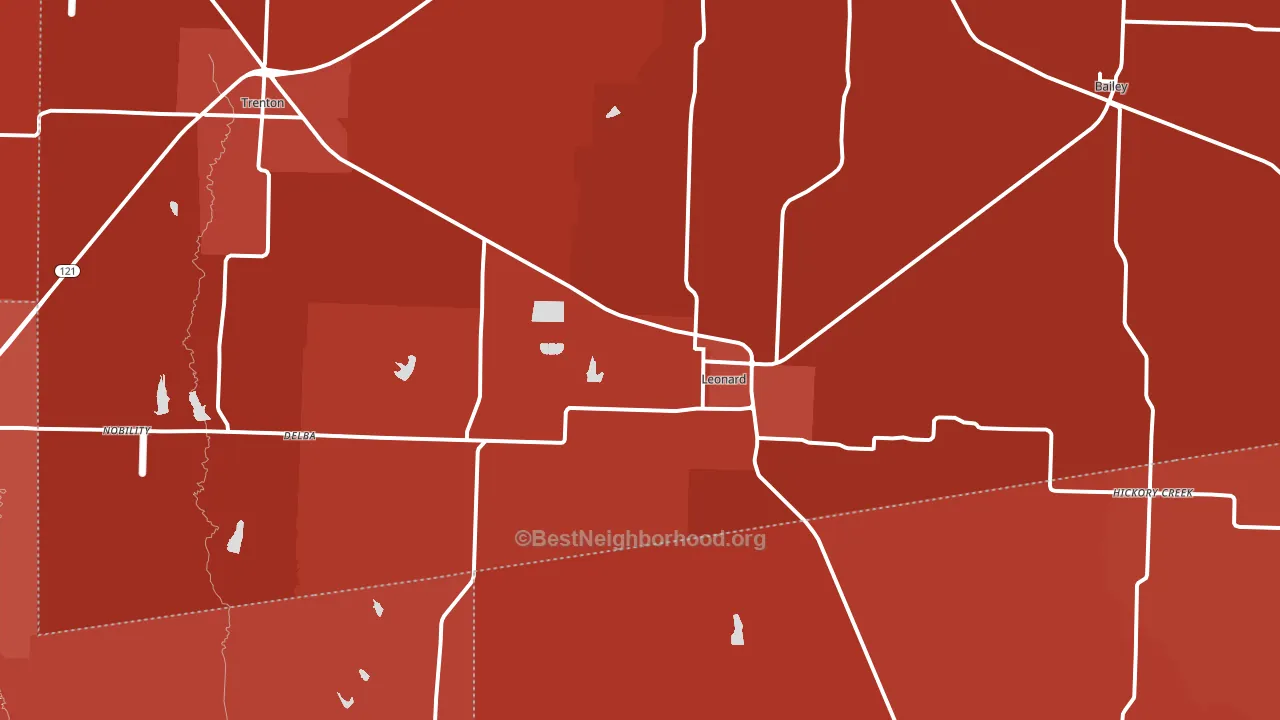 75452, TX block-group political-lean map