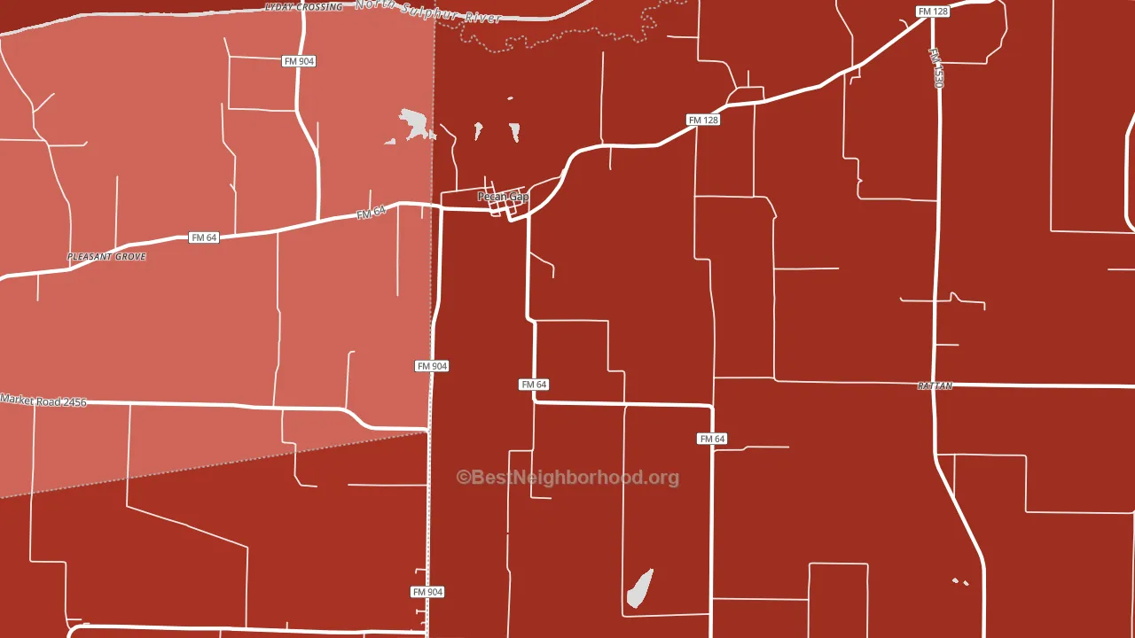 75469, TX block-group political-lean map