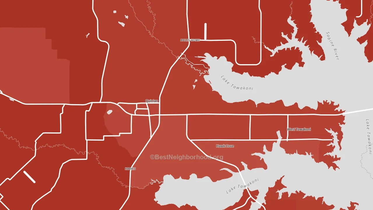 75474, TX block-group political-lean map
