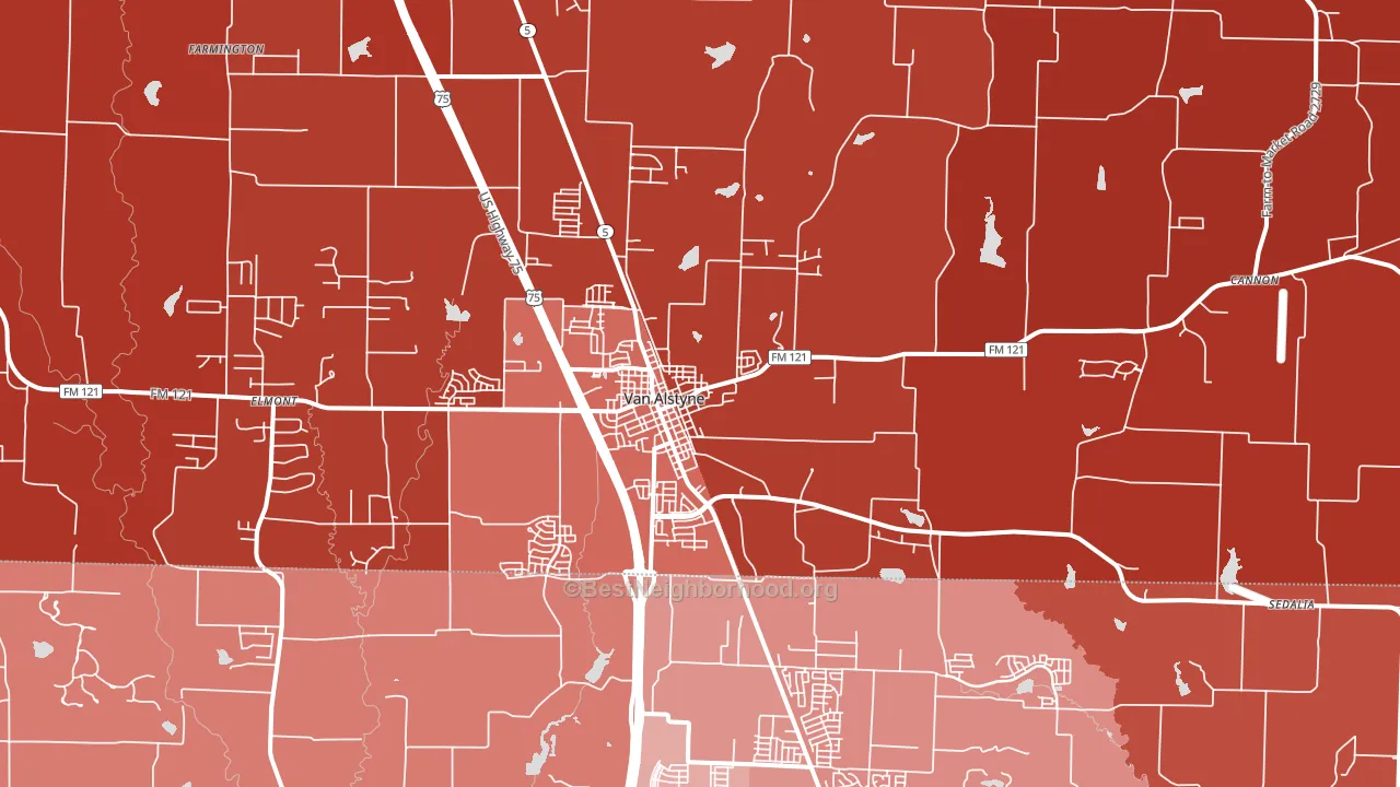 75495, TX block-group political-lean map