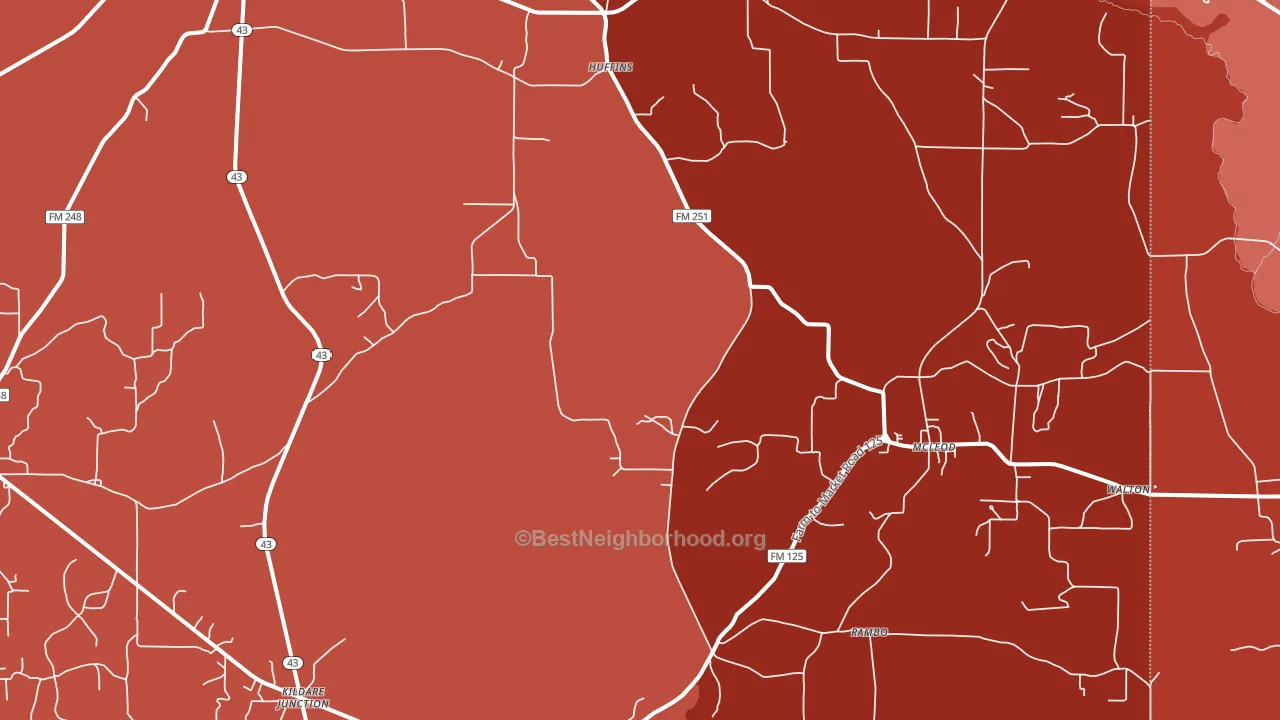 75555, TX block-group political-lean map