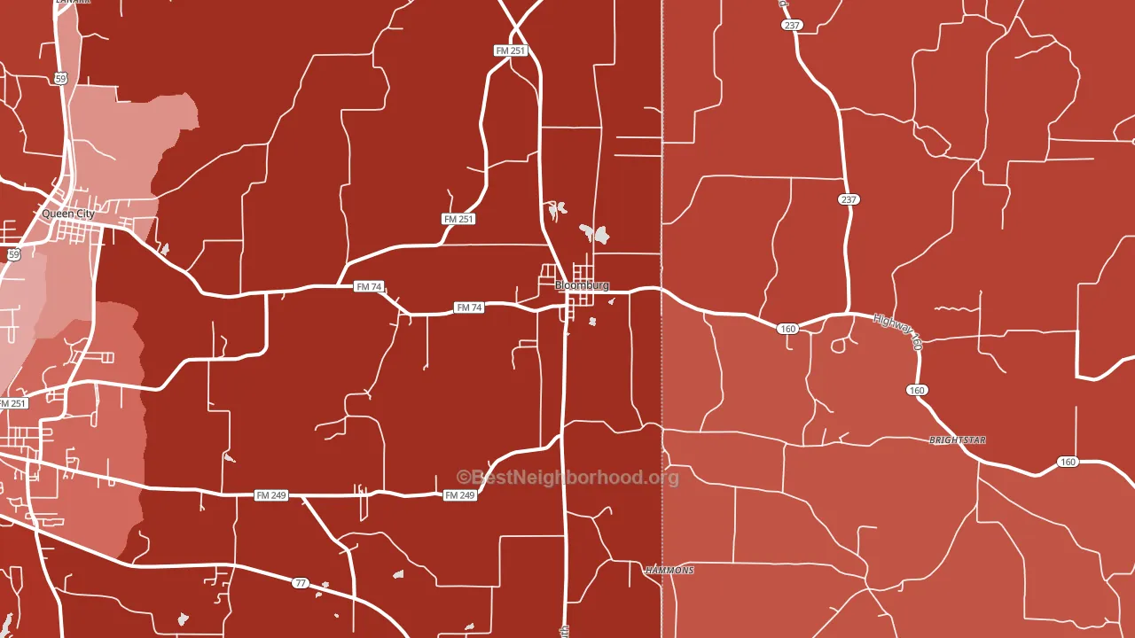 75556, TX block-group political-lean map