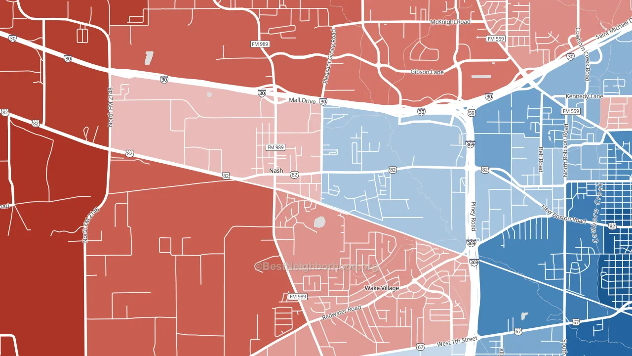 75569, TX block-group political-lean map