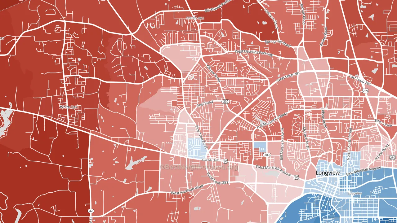 75604, TX block-group political-lean map