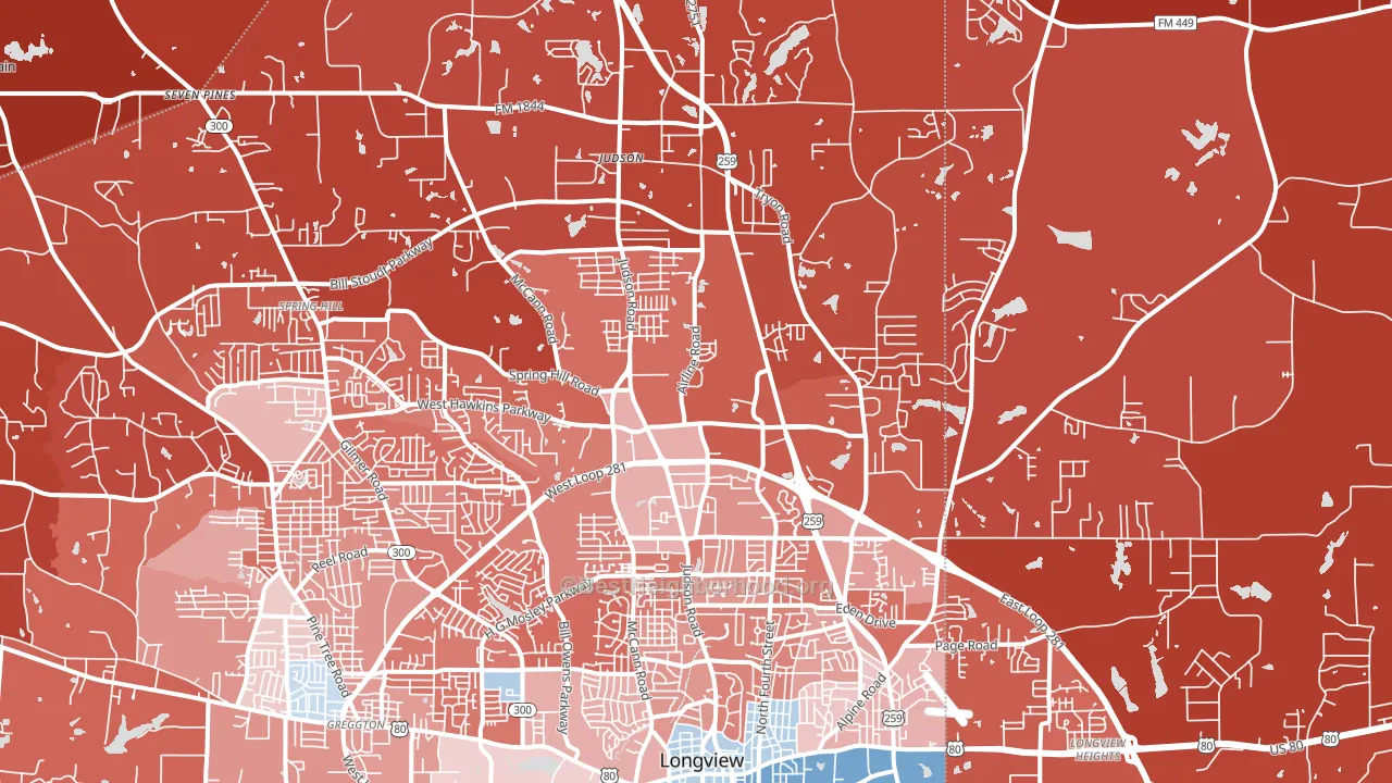 75605, TX block-group political-lean map