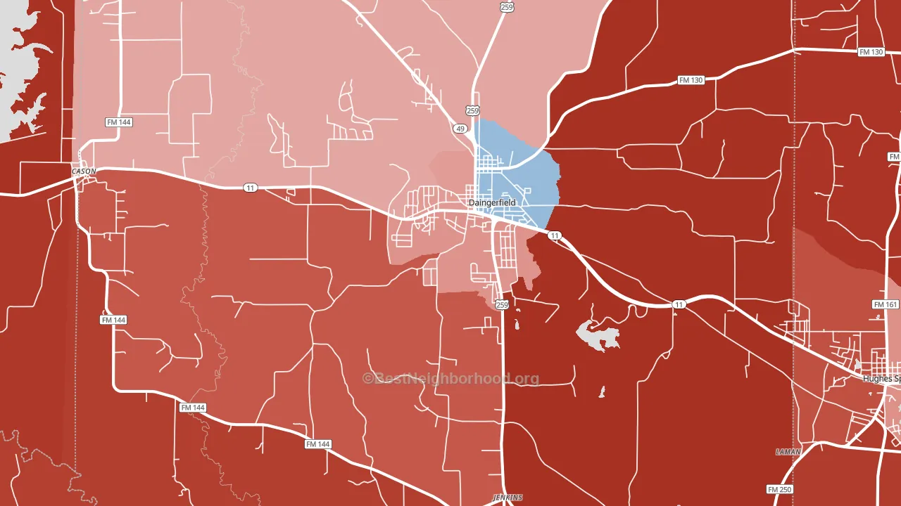 75638, TX block-group political-lean map