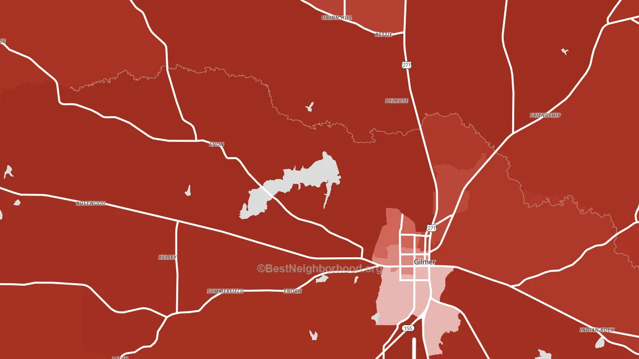 75644, TX block-group political-lean map