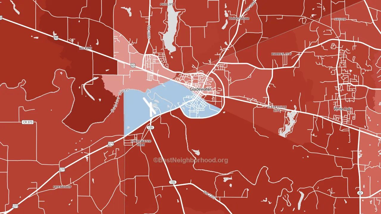 75647, TX block-group political-lean map