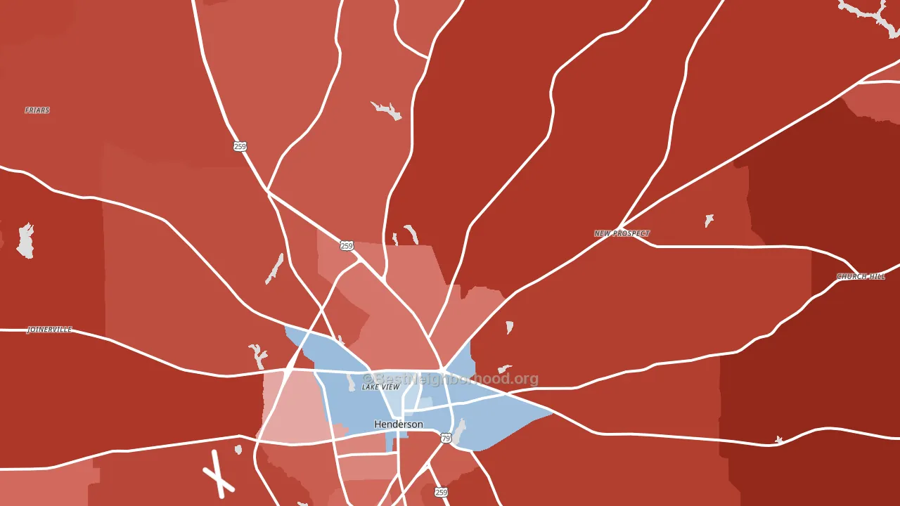 75652, TX block-group political-lean map