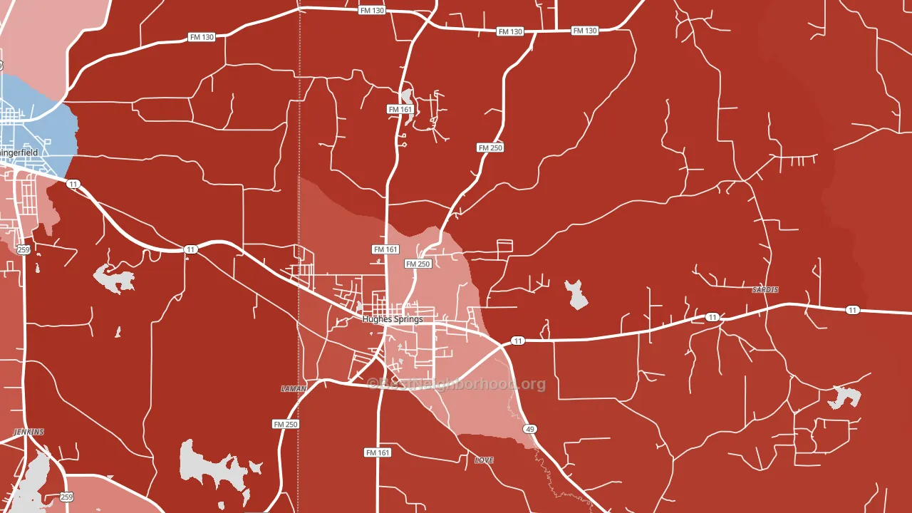 75656, TX block-group political-lean map