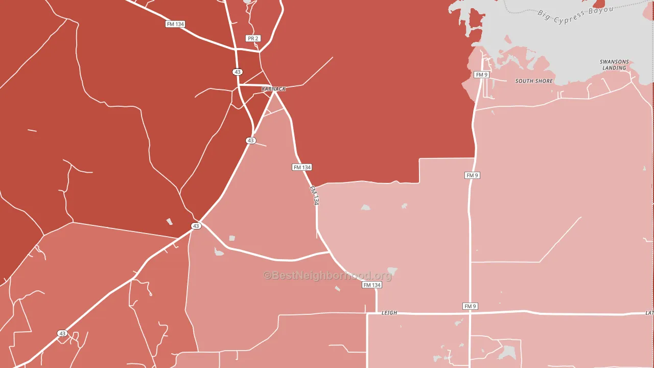 75661, TX block-group political-lean map