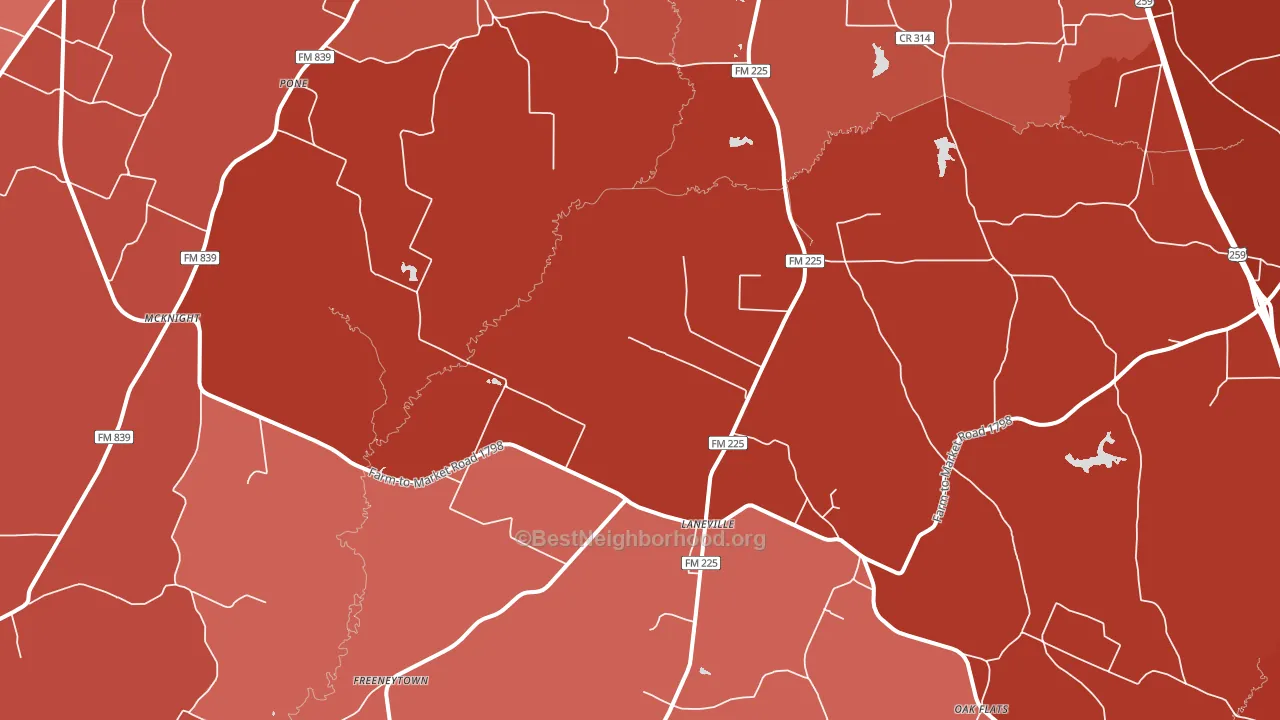 75667, TX block-group political-lean map