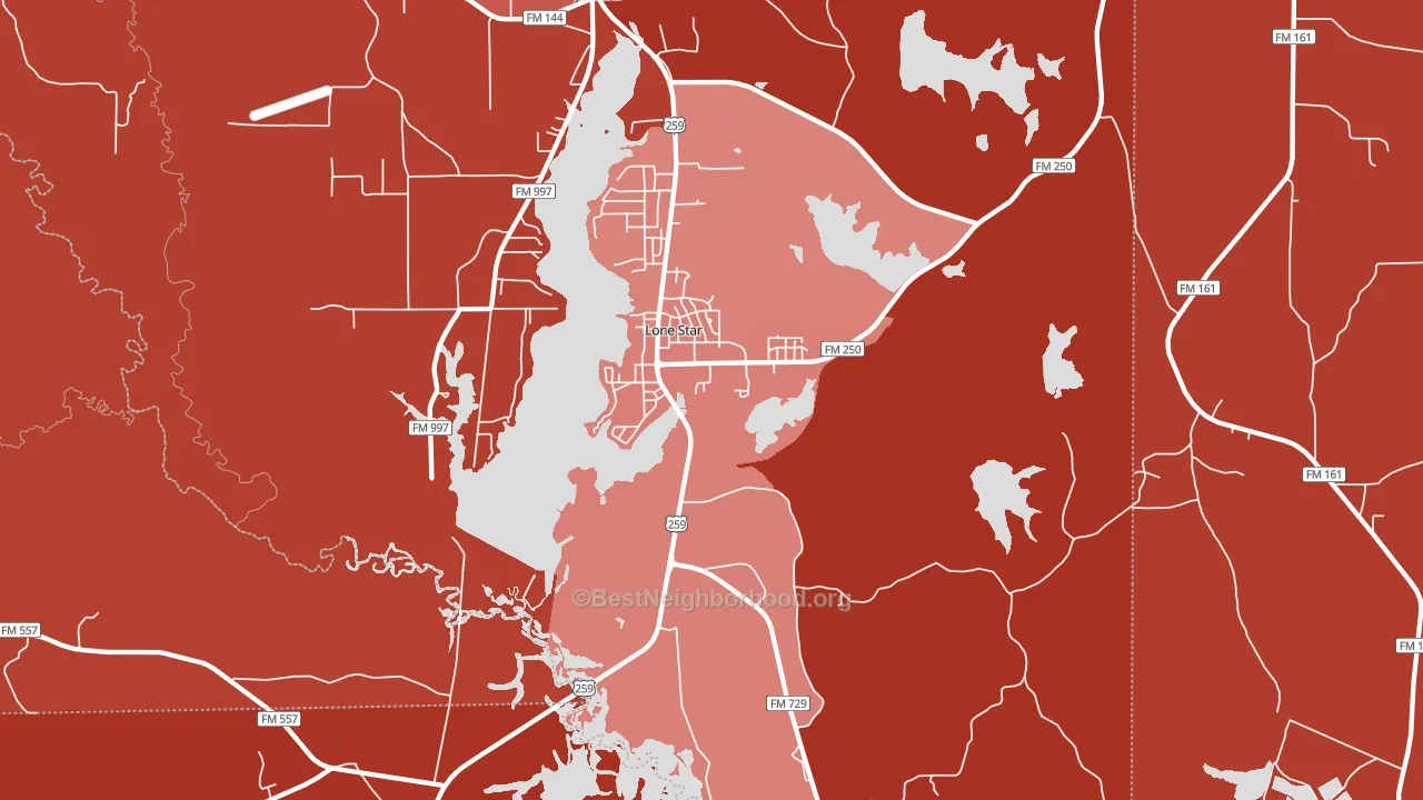 75668, TX block-group political-lean map