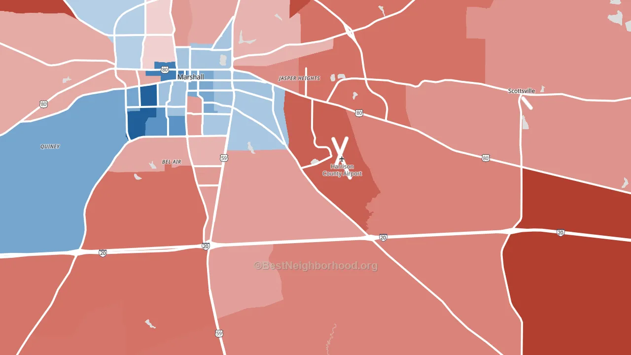 75672, TX block-group political-lean map