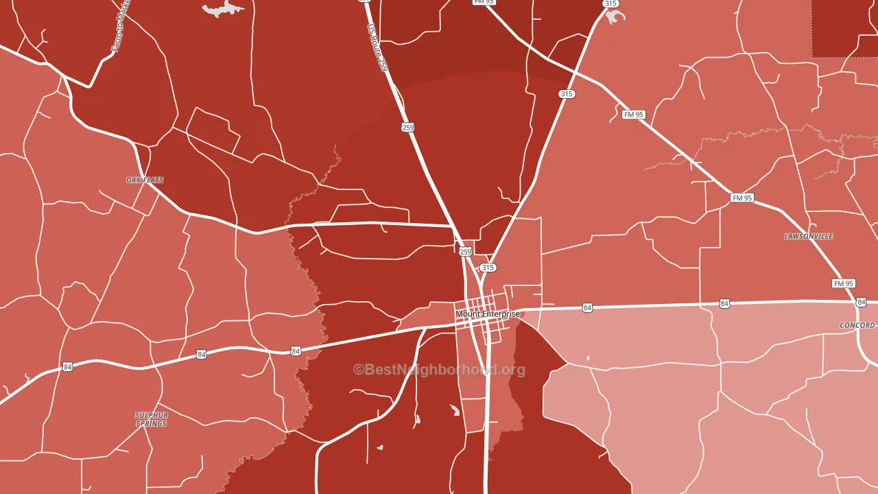 75681, TX block-group political-lean map