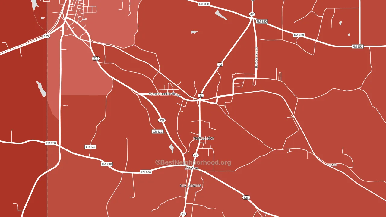 75682, TX block-group political-lean map