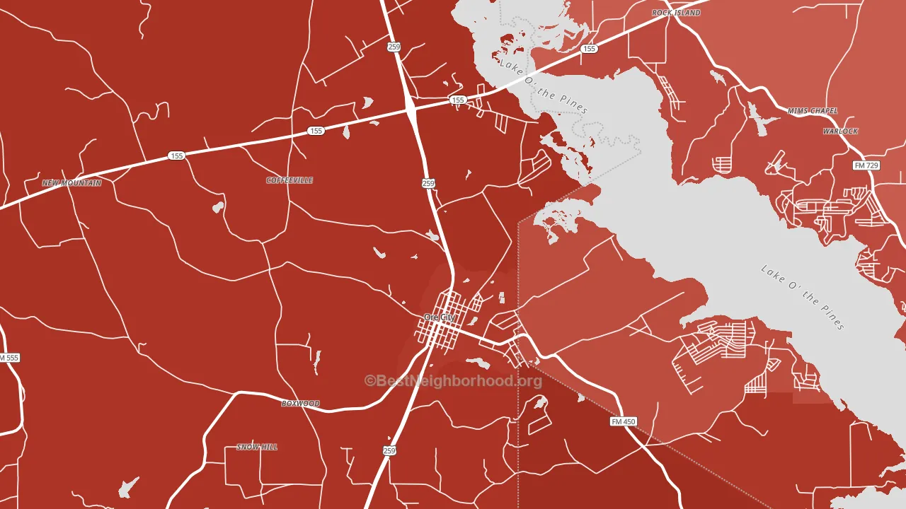 75683, TX block-group political-lean map