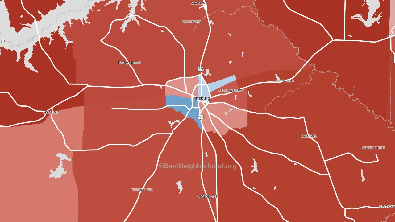75686, TX block-group political-lean map