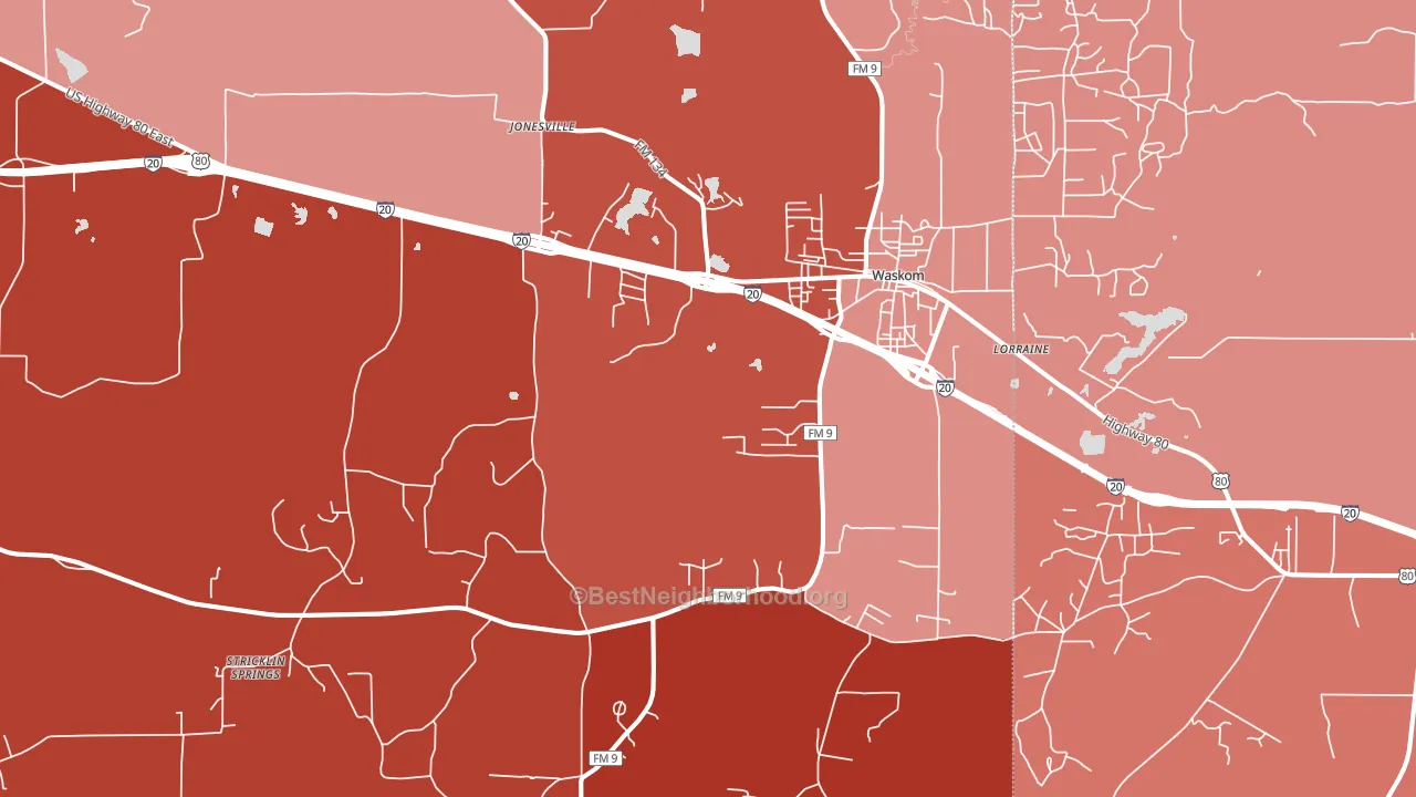 75692, TX block-group political-lean map