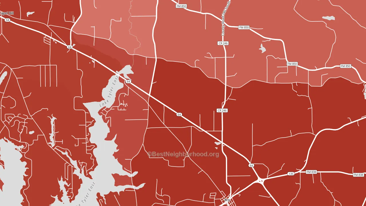 75750, TX block-group political-lean map