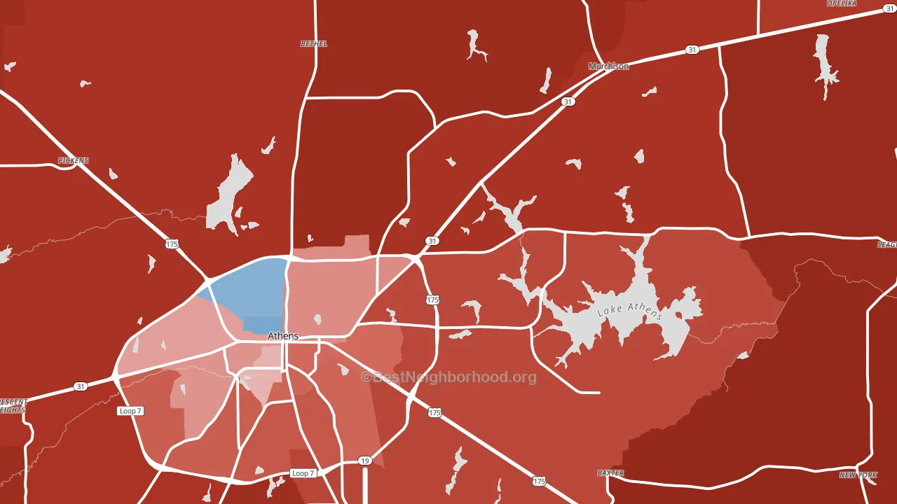 75752, TX block-group political-lean map