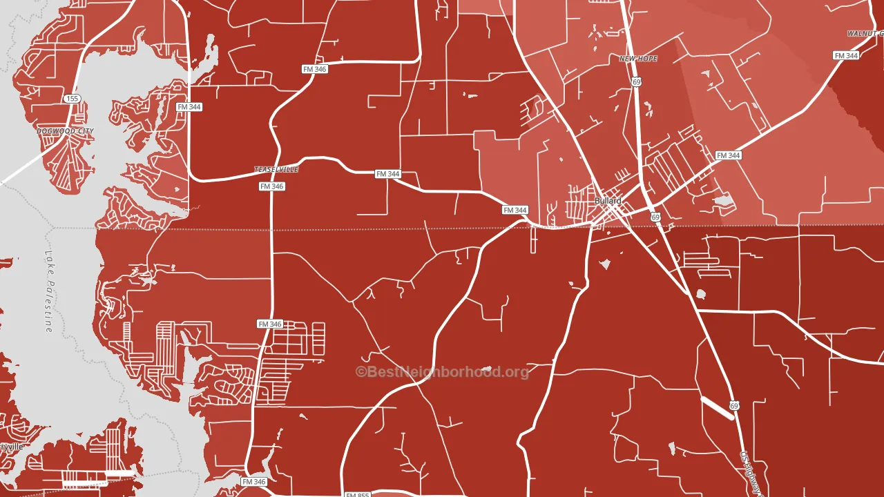 75757, TX block-group political-lean map