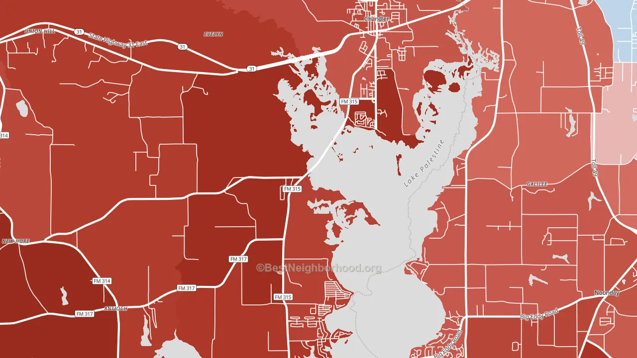 75758, TX block-group political-lean map