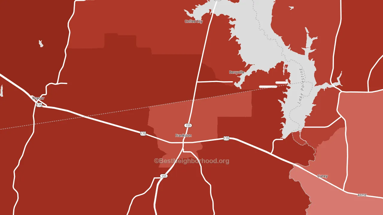 75763, TX block-group political-lean map