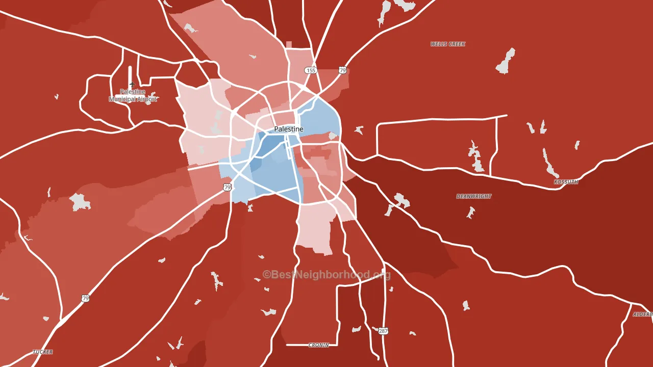 75801, TX block-group political-lean map