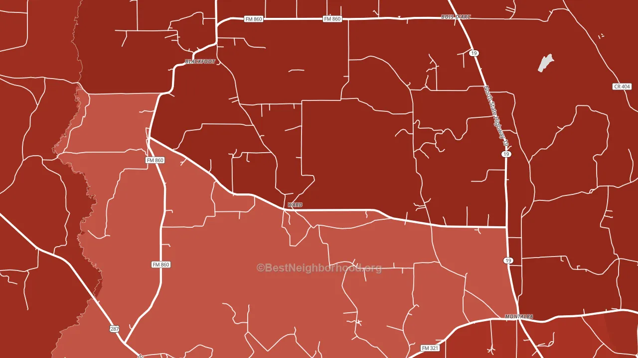 75853, TX block-group political-lean map
