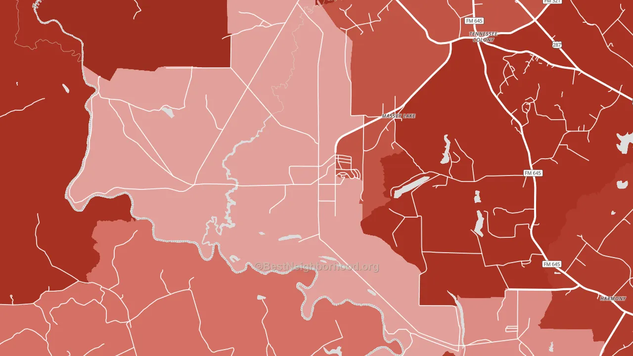 75861, TX block-group political-lean map