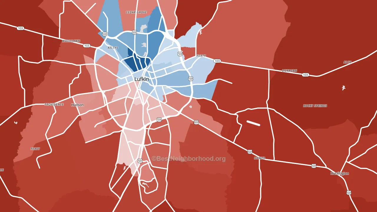 75901, TX block-group political-lean map