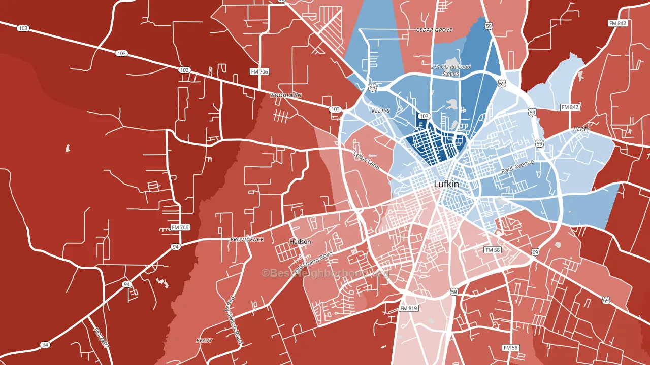 75904, TX block-group political-lean map