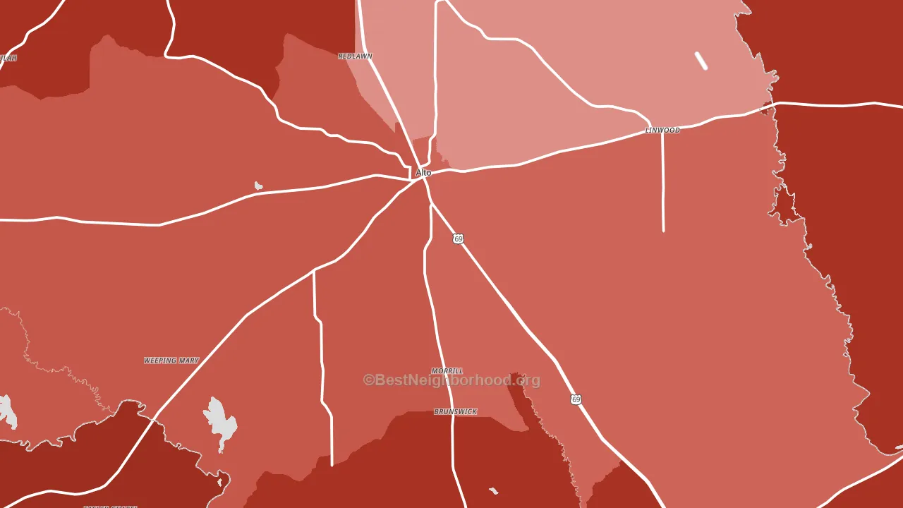 75925, TX block-group political-lean map