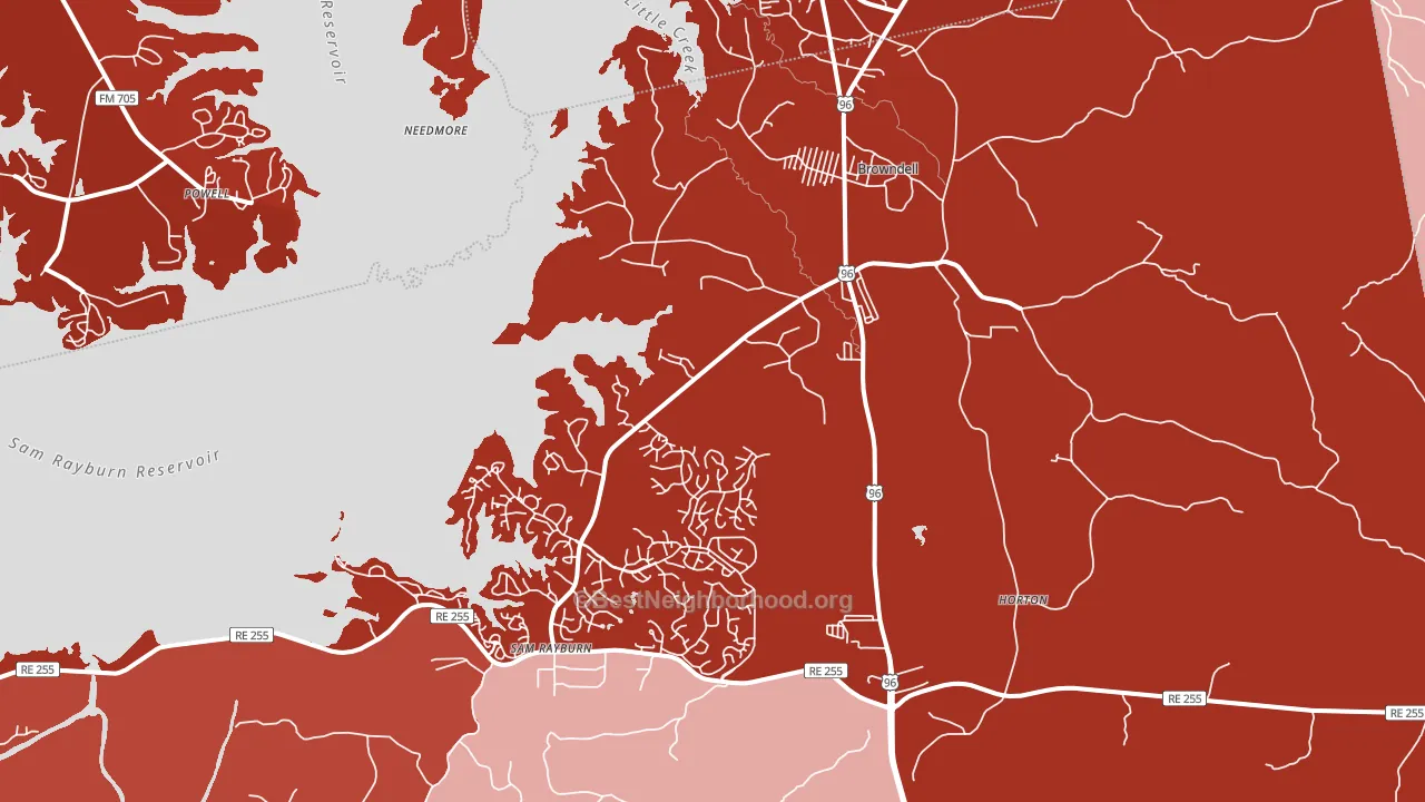 75931, TX block-group political-lean map