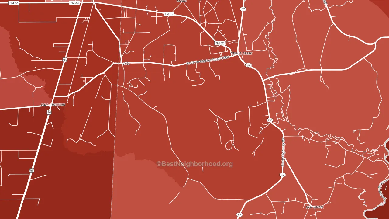 75933, TX block-group political-lean map