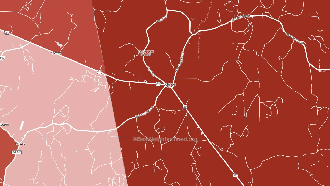 75936, TX block-group political-lean map