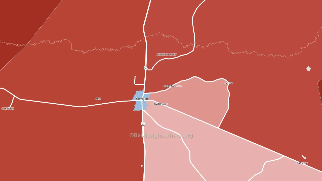 75939, TX block-group political-lean map