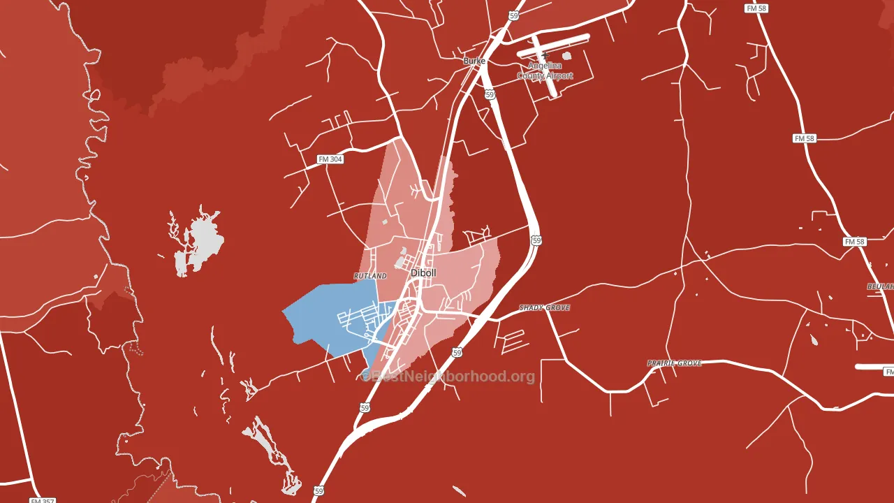 75941, TX block-group political-lean map