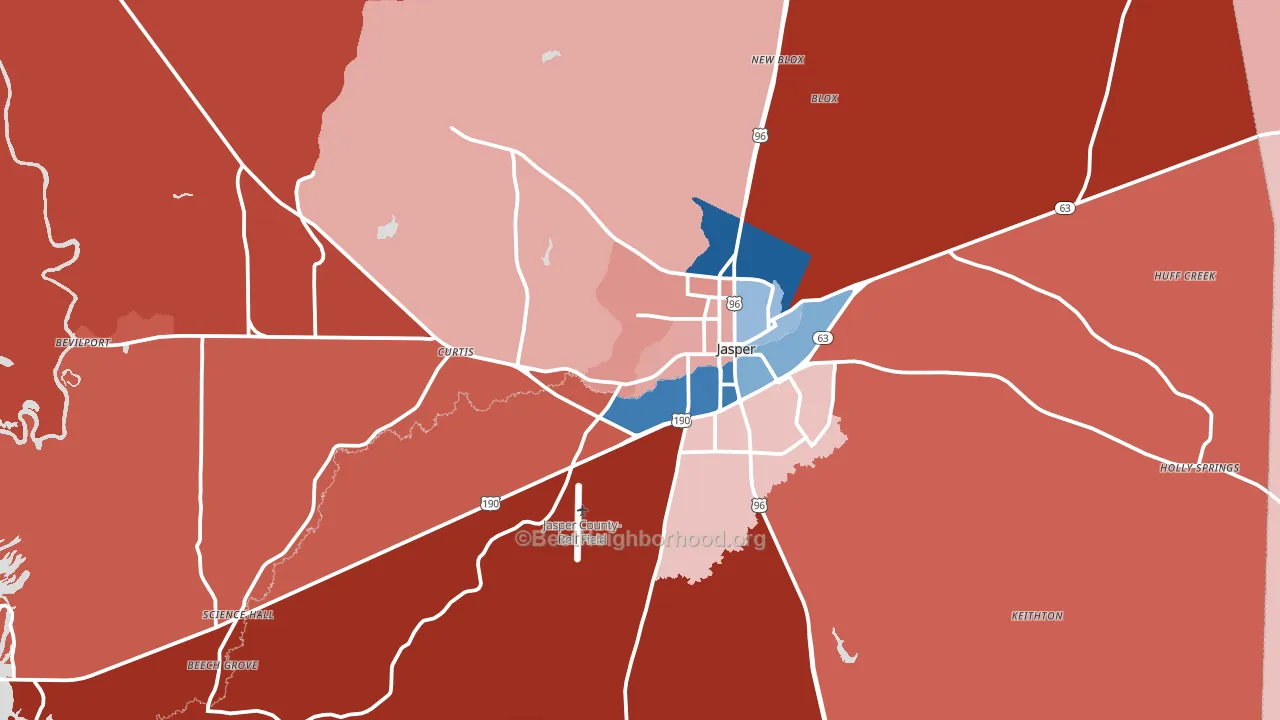 75951, TX block-group political-lean map